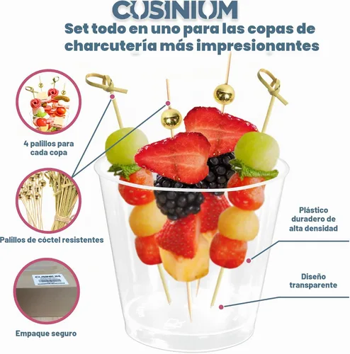 Vista 3 de Paquete de 50 tazas de plástico transparente de 5.7 onzas, 200 selecciones de cóctel (2 tipos), vasos desechables de postre, estilo: redondo