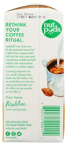 Vista 2 de nutpods® Crema de café original sin azúcar, sin lácteos, 11.2 onzas
