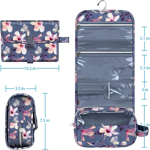 Vista 7 de Fintie Bolsa de viaje portátil para cosméticos y artículos de aseo, gran organizador colgante resistente al agua para maquillaje y almacenamiento