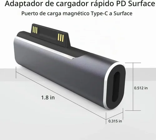 Vista 5 de Adaptador de Carga Surface a USB-C, DC15V 102W Tipo C Hembra a Surface Macho para Microsoft Pro7/6/5/4 Surface Laptop 3/2/1, Surface Go, Surface Book