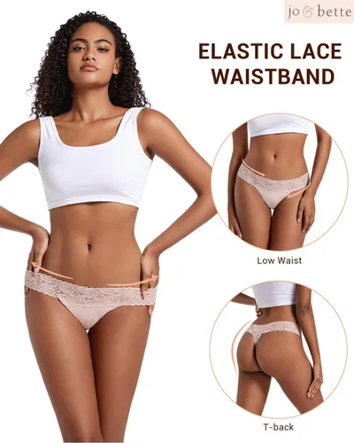 Vista 5 de Jo & Bette Paquete de 6 o 12 unidades de ropa interior de algodón para mujer, conjunto de lencería suave y sexy