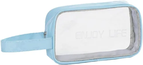 Vista 9 de Neceser de viaje, bolsa de aseo transparente con asa, bolsa de maquillaje impermeable para playa, viajes, gimnasio, Negro