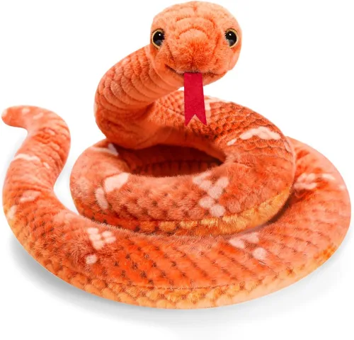 Vista 14 de Peluche de serpiente, animal de serpiente de peluche, serpientes de juguete pequeñas de 27 pulgadas para niños, animales de peluche gigantes, Negro