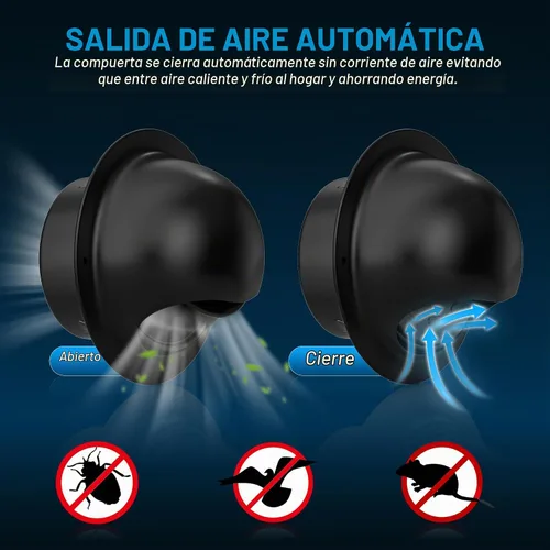 Vista 4 de Hon&Guan - Cubierta de ventilación para secadora exterior de 4 pulgadas con amortiguador de acero inoxidable, color negro