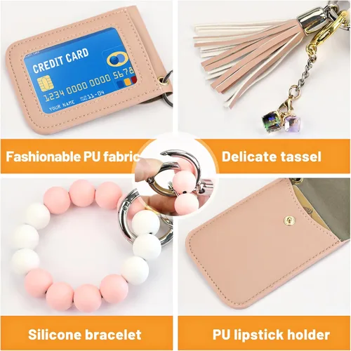 Vista 2 de MIEYN Llavero de pulsera, cadena colgante de borla, accesorios para bolsa de tarjetas de joyería