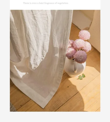Vista 40 de Cortinas semitransparentes de 100 % lino para sala de estar, juego de cortinas largas plisadas de estilo bohemio neutro para decoración de casa