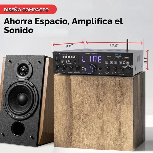 Vista 5 de Amplificador estéreo inalámbrico Bluetooth para el hogar, amplificador de potencia multicanal de 200 W, sistema receptor de audio para el hogar