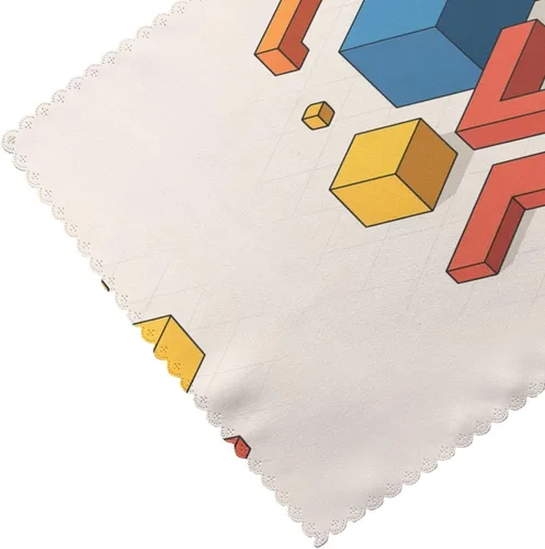 Vista 5 de Juego de 4 manteles individuales rectangulares, resistentes al calor 3D isométricos impresos para cocina y comedor