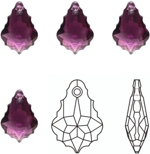 Vista 3 de 20pcs checa facetado cristal barroco lámpara colgante gota perlas Suncatcher 0.866 in febrero amatista púrpura piedra natal