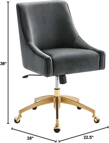 Vista 3 de Modway Discern Performance - Silla de oficina giratoria de terciopelo en color gris
