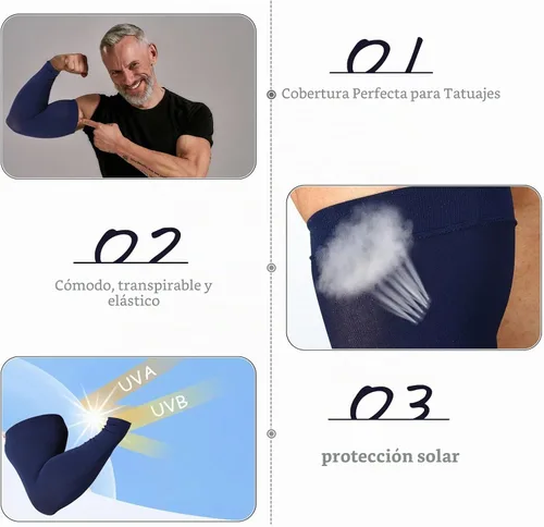 Vista 3 de Neer 4 pares de fundas para brazos, protector solar, negro, blanco, azul