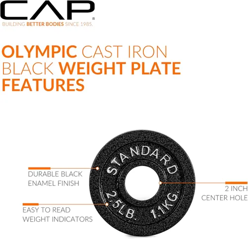 Vista 3 de CAP Barbell 2-Inch Olympic Cast Iron Plate Weight Set 75-285 lbs Multiple Options