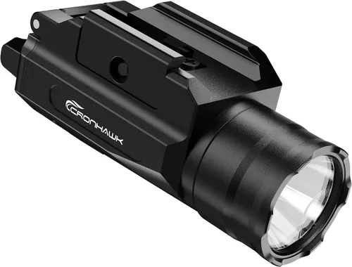 Vista 9 de CRONHAWK Linterna táctica compacta de 600 lúmenes con riel ajustable con estroboscópico para pistolas se adapta a Picatinny MIL-STD-1913