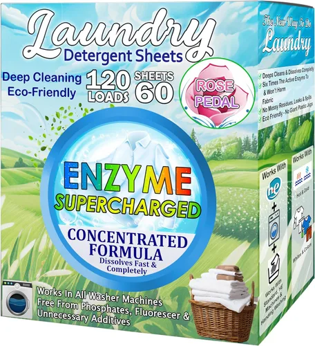 Vista 11 de Hojas de detergente ecológico para ropa (120 hojas grandes), a base de plantas, biodegradables para lavar a máquina, sin líquidos, sin plástico
