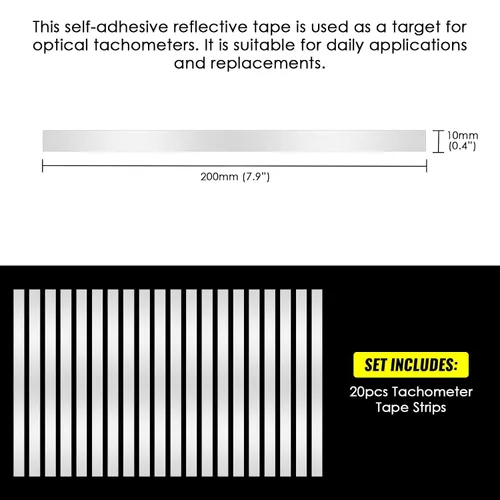 Vista 6 de 20 piezas de cintas adhesivas para tacómetro, cinta reflectante para tacómetro láser fotográfico, medidor de velocidad, medidor de RPM sin contacto