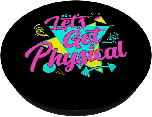 Vista 2 de Lets Get Physical Totally Rad 80s Retro Gym Fitness Workout PopSockets Standard PopGrip