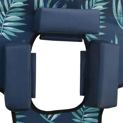 Vista 9 de Sun Lounger Leaf Print Sturdy Steel Frame Adjustable Backrest Foldable Design for Outdoor Relaxation Patio Balcony Beach Picnic Durable Fabric Green