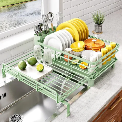 Vista 16 de Escurridor extensible para encimera de cocina, acero inoxidable, color negro
