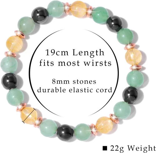 Vista 5 de GolbalJew Pulsera curativa para mujer, pulseras de cuentas de ansiedad, joyería de piedra curativa, pulsera de cristal para aliviar el estrés