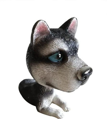 Vista 4 de Perro husky siberiano de 4.3 in, cabeza de balanceo con la cabeza, adornos interiores de perro divertido de dibujos animados cachorro sacudiendo