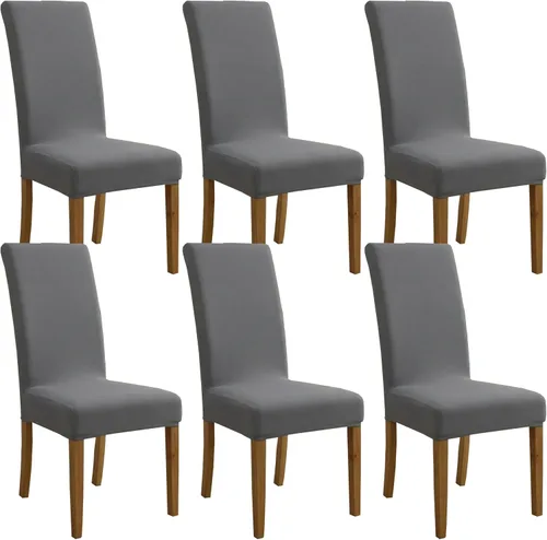 Vista 10 de Juego de 6 fundas de terciopelo para sillas de comedor, fundas elásticas suaves para sillas Parson, extraíbles y lavables, con elástico para un