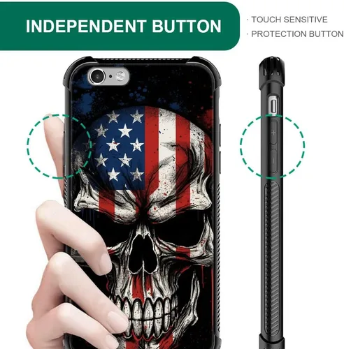 Vista 104 de Funda compatible con iPhone 8, a prueba de golpes, antiarañazos, bandera de ciervos de cola blanca de grano de madera estadounidense