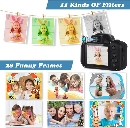 Vista 3 de Zeacool Cámara para niños, cámara de video digital HD, juguetes para niños de 3 4 5 6 7 8 9 años para niños/niñas, cámara selfie para niños, regalos