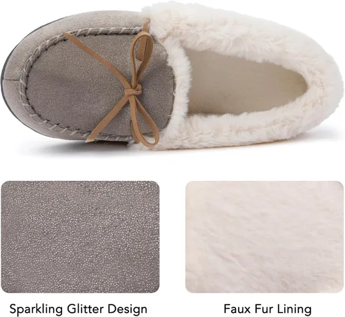 Vista 4 de RockDove Pantuflas estilo mocasín con purpurina Caroline para mujer