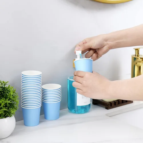 Vista 2 de VITVITI Paquete de 30 vasos para enjuague bucal de baño, taza de papel desechable de café de 3.7 onzas, taza pequeña para enjuague bucal/bebidas
