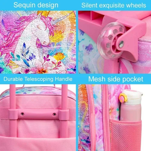 Vista 6 de Equipaje para niños y niñas, maleta de viaje con ruedas para niños pequeños
