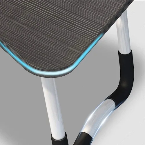 Vista 3 de Mesa portátil para laptop de oficina con cajón de almacenamiento, porta-taza y soporte para teléfono, mesa de bandeja para cama, escritorio plegable