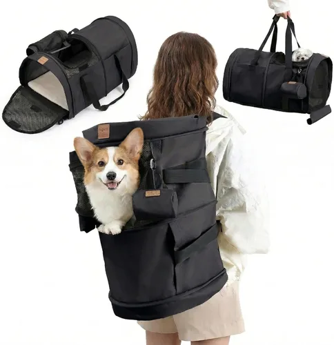 Vista 9 de Dog Backpack Carrier – Comfortable Travel Bag for Pets –Khaki