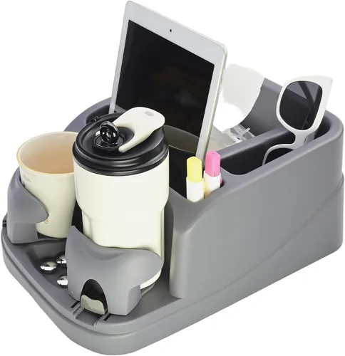 Vista 9 de Organizador de Consola de Coche Keyiduid, Organizador de Asiento de Coche con 2 Portavasos Ajustables, Consola Central para Coches, Camiones