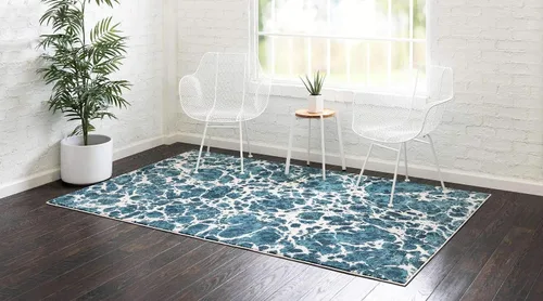 Vista 3 de Unique Loom Oasis Collection - Alfombra de área - Breeze (2 x 3 pies, rectangular, azul/azul marino)