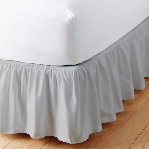 Vista 10 de Falda de cama con volantes de color gris oscuro sólido tamaño Queen con caída de 12 pulgadas, esquina dividida, falda de cama de microfibra
