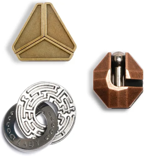 Vista 8 de MHY Rompecabezas Mentales de Metal Jumbo para Adultos - Paquete de 4 Juegos Mentales 3D Desafiantes con Estuche Portátil Juguetes de Lógica