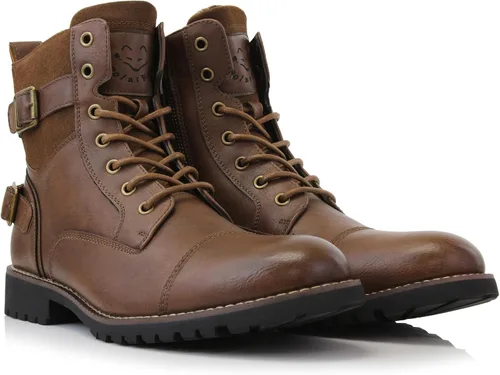 Vista 6 de Polar Fox Patrick MPX808583 - Botas clásicas de combate con cierre de cremallera para hombre, 7 ojales