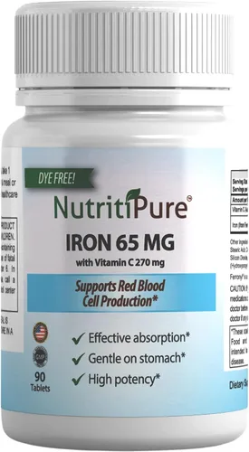 Vista 7 de Suplemento de hierro, hierro carbonílico 65 mg, vitamina C 270
