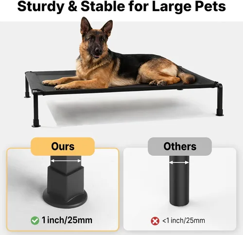 Vista 5 de Veehoo Cama Elevada para Perros de Tamaño Grande con Cojín Reforzado de Felpa Esponjosa, Cama Sofá Ortopédica Lavable para Perros, Catre Elevado