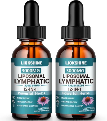 Vista 8 de 1 paquete de gotas de drenaje linfático liposomal de 3000 mg, 12 en 1 suplementos de drenaje linfático orgánico con bayas de saúco, raíz de bardana