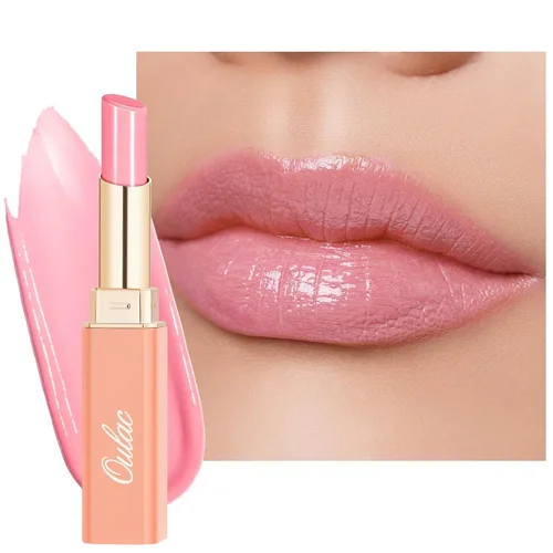 Vista 33 de Oulac Lápiz Labial Rosa Hidratante con Brillo - Lápiz Labial Hidratante Bálsamo Labial Tintado Brillante, Acabado Brillante Transparente Jugoso