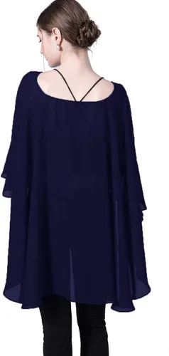 Vista 3 de Baoqiya Capa de gasa transparente capelets larga poncho para mujer talla grande