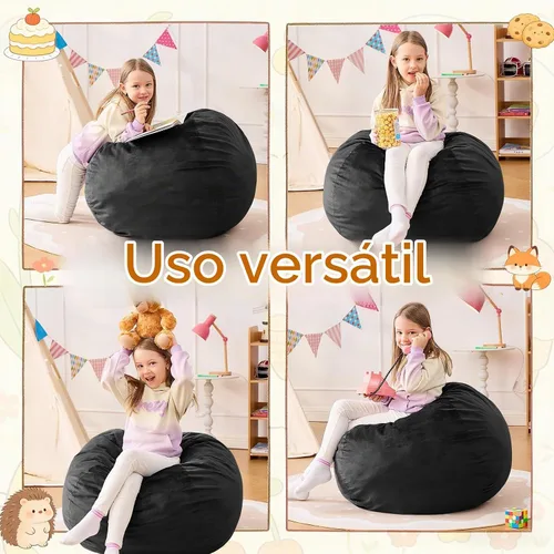 Vista 7 de Puf para niños – Silla redonda de espuma viscoelástica de 2.5 pies – Sofá puff para niños y adolescentes con funda de microfibra suave – Sofá