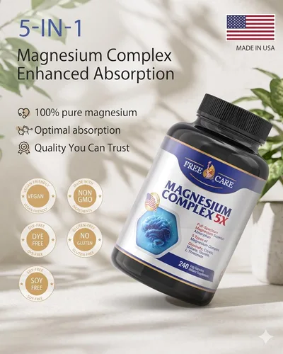 Vista 6 de Complejo de magnesio de 820 mg, 240 cápsulas vegetarianas, para mujeres y hombres con glicinato de magnesio, citrato, malato, taurato y L-treonato