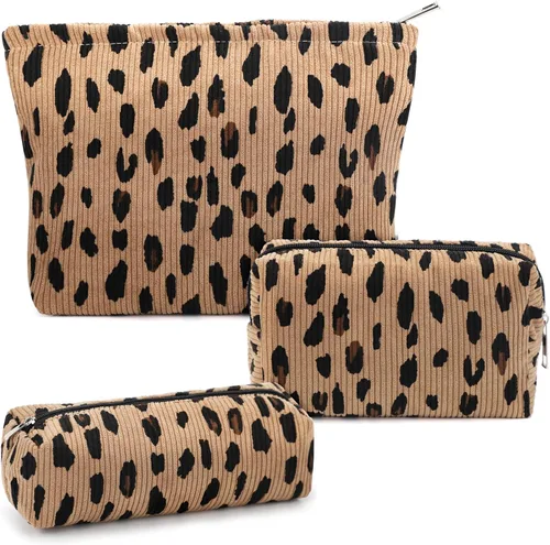 Vista 7 de Juego de 3 bolsas de maquillaje para niñas y mujeres, organizador de viaje, bolsa de aseo de baño, bolsa de almacenamiento de gran capacidad