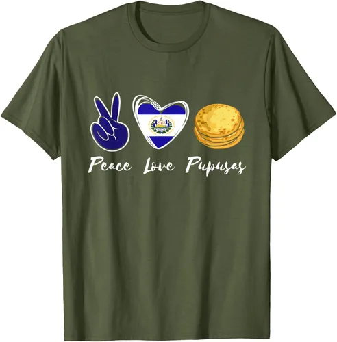 Vista 51 de Pupusas Lover Love Peace El Salvadaor Camiseta Comida Salvadoreña
