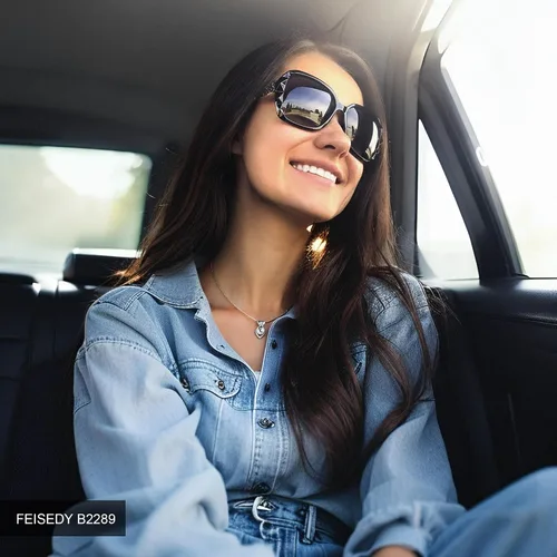 Vista 33 de FEISEDY - gafas de sol polarizadas para mujer, marco compuesto brillante B2289