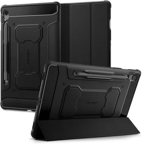 Vista 11 de Spigen Funda Rugged Armor para Galaxy Tab S8 (2022) / Tab S7 (2020) con soporte para bolígrafo S integrado, color negro