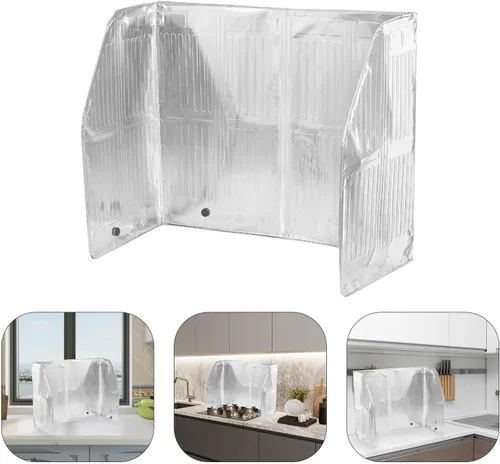 Vista 9 de Hemoton (47.2 * 19.7 in) Protector de protección antisalpicaduras de aceite Barrera de aceite antiadherente Protector de aceite de aluminio
