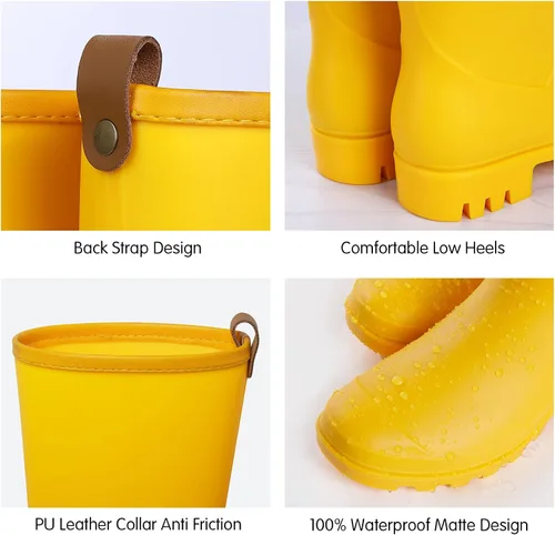 Vista 3 de Litfun Botas de lluvia de media pantorrilla para mujer, impermeables, ligeras, para jardín
